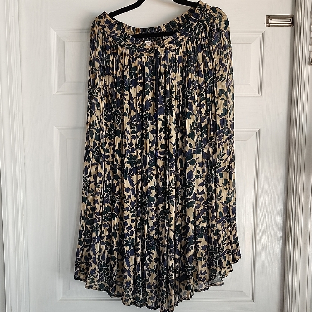 Chic Floral A-Line Skirt - Navy and Cream